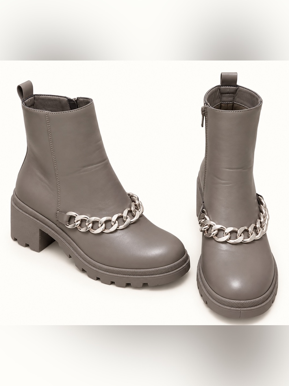Report Taupe Chain Lug-Sole Ankle Boots | Women’s 8.5
